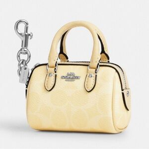 NWT Coach Mini Rowan Bag Charm In Signature Canvas in Hay